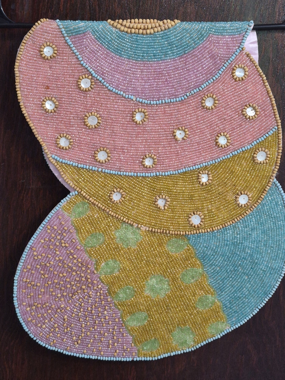 Pier 1 Easter Pastel Beaded Table Runner in Pink, Aqua & Gold